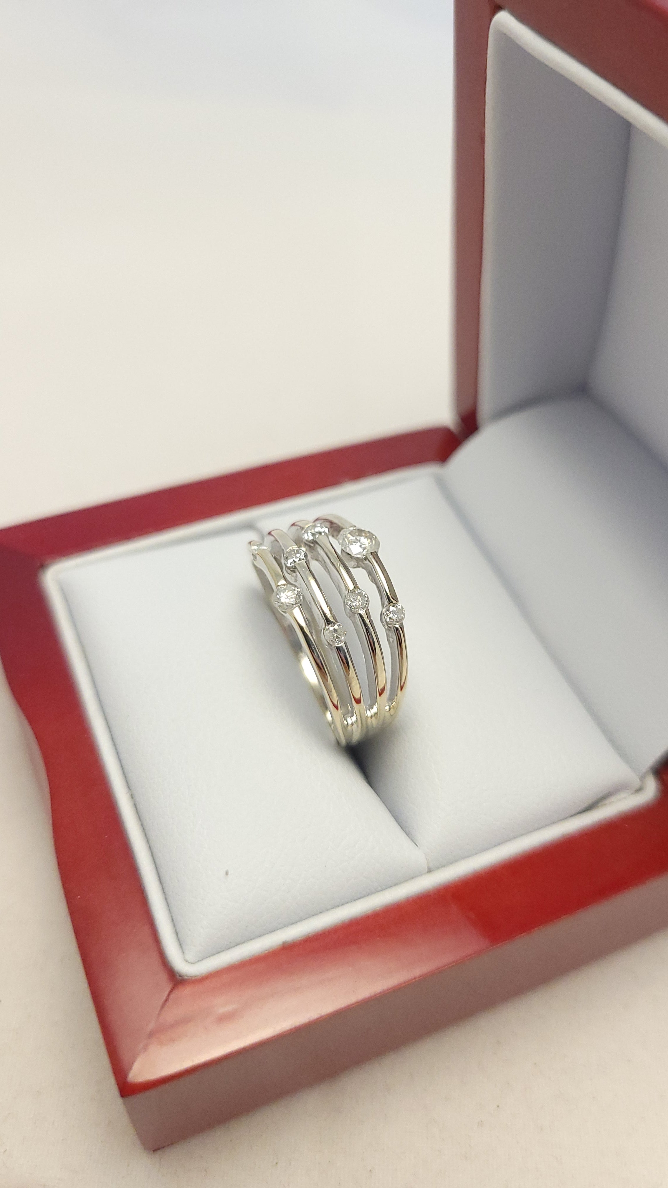 14K WG Diamond Four Row Band