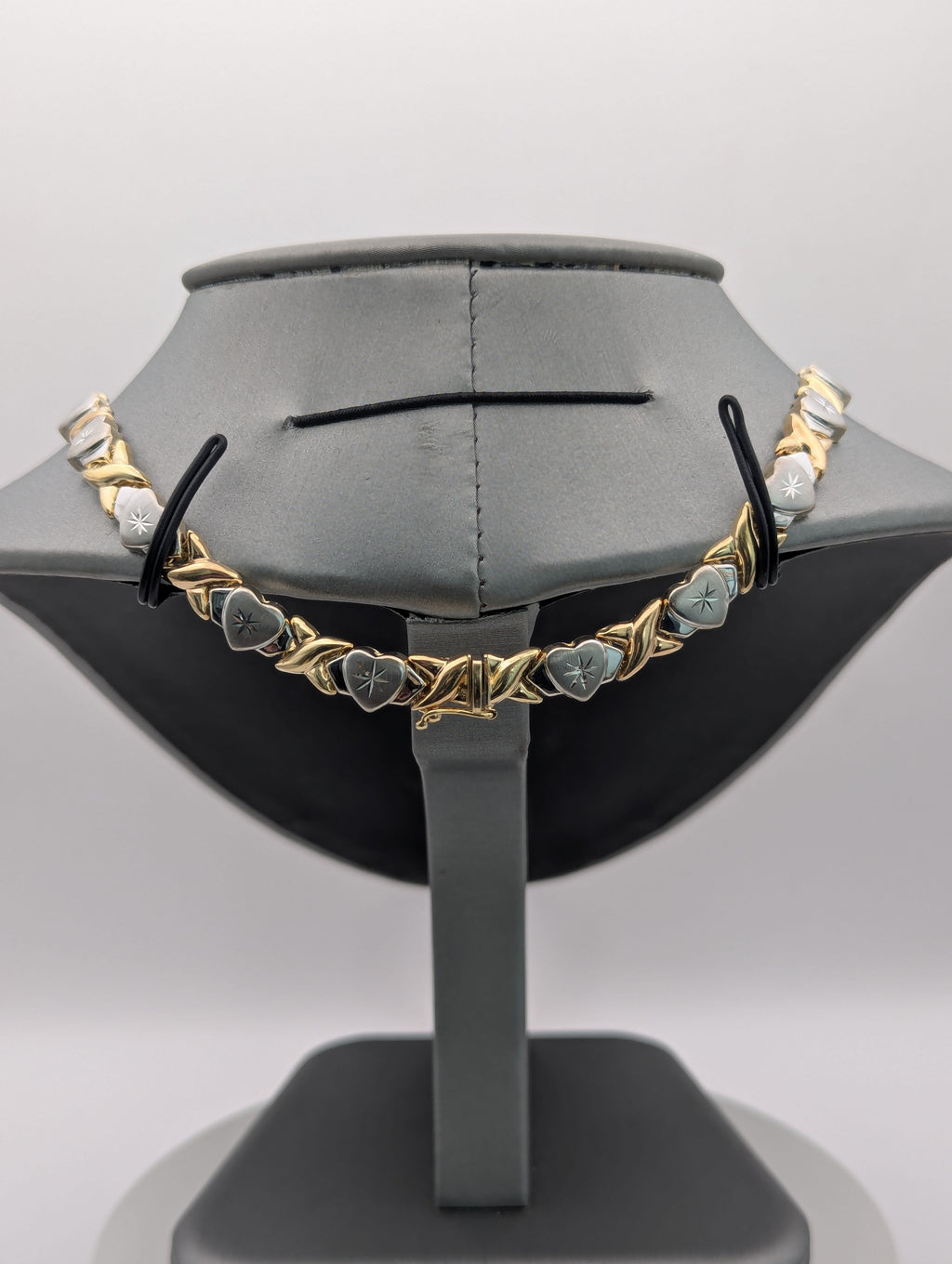 Collar de corazón de circonita cúbica de oro blanco/amarillo de 14K