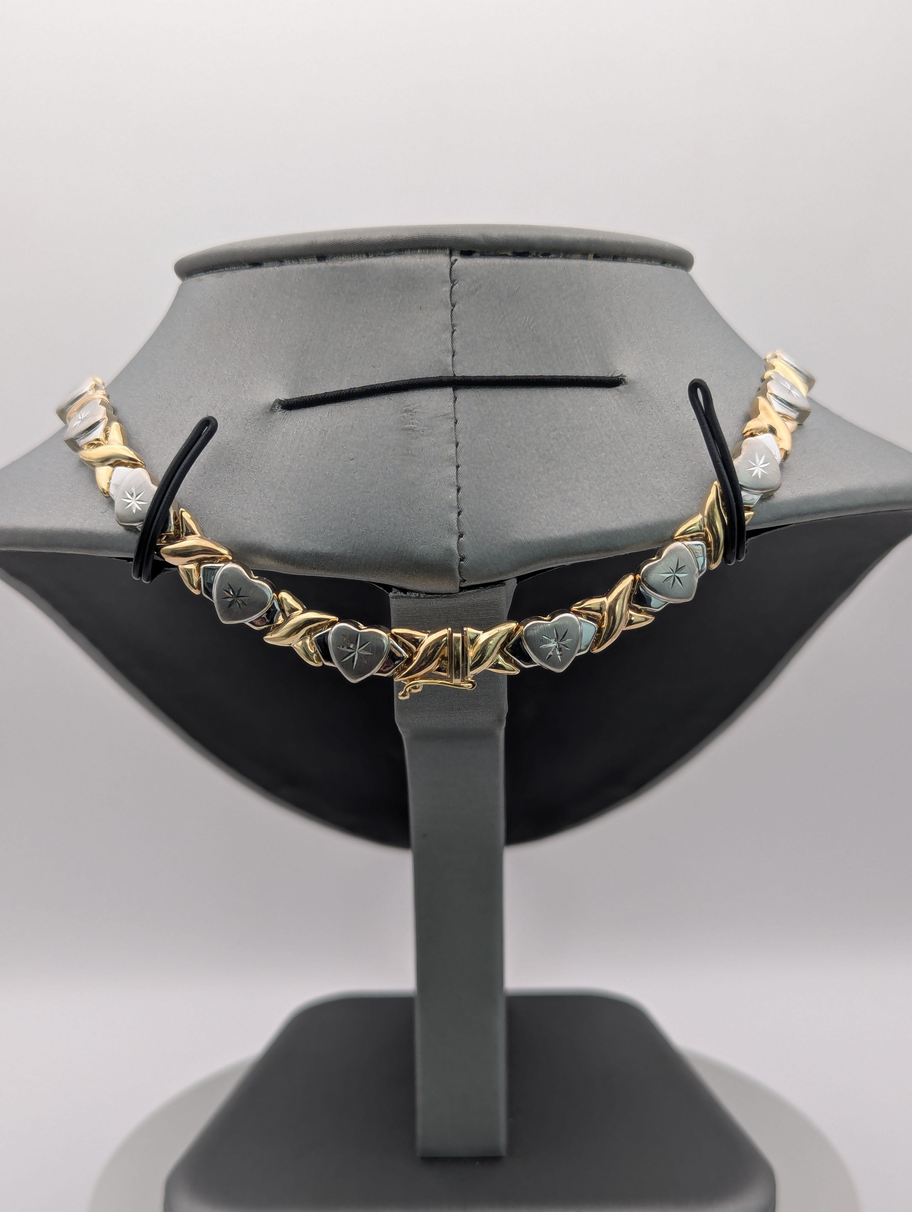 Collar de corazón de circonita cúbica de oro blanco/amarillo de 14K