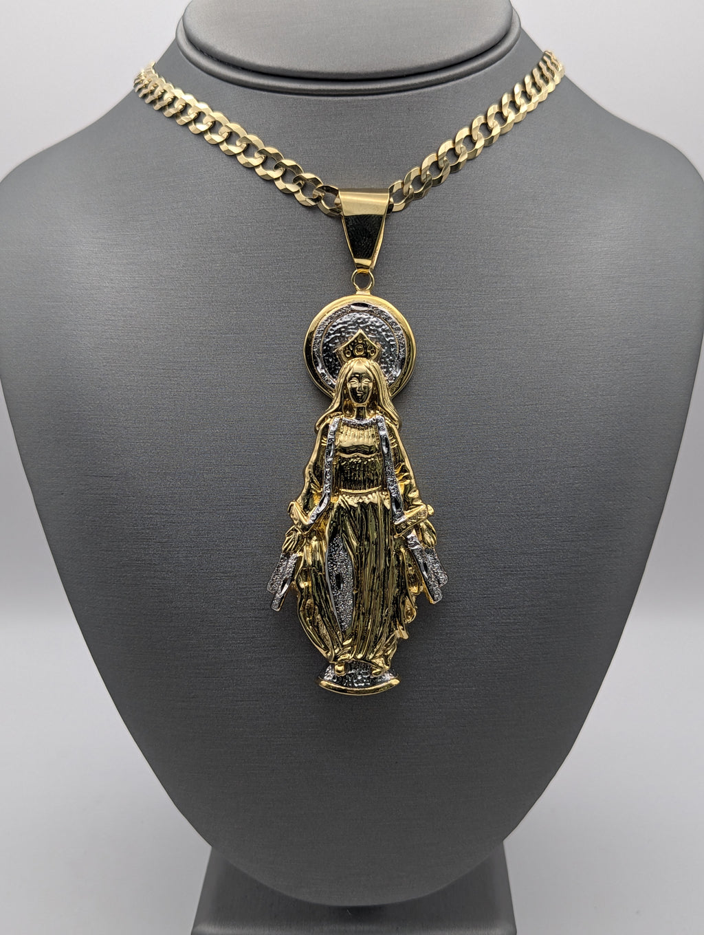 Colgante de la Virgen María de oro amarillo de 10K