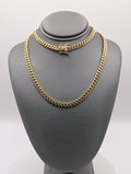Cadena cubana Miami sólida de oro amarillo de 14K