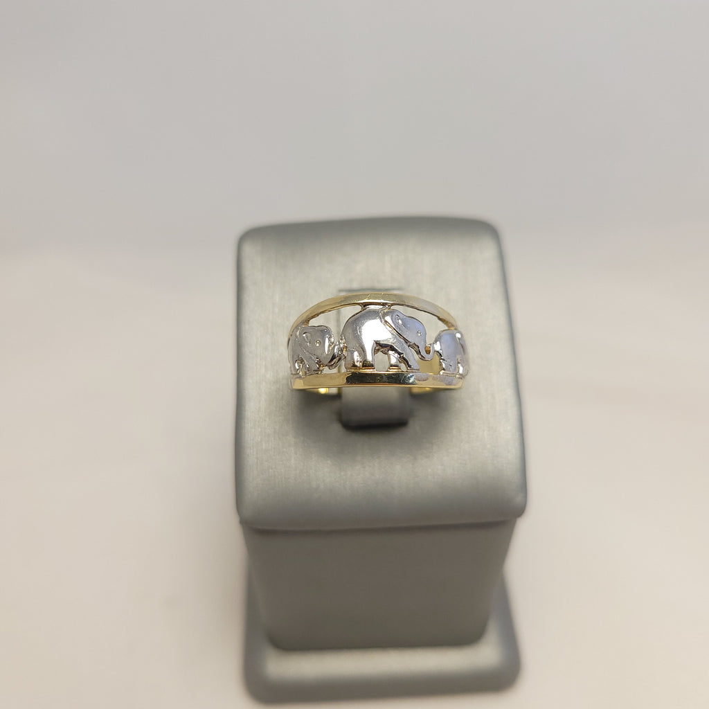 Anillo de elefante bicolor de 14K