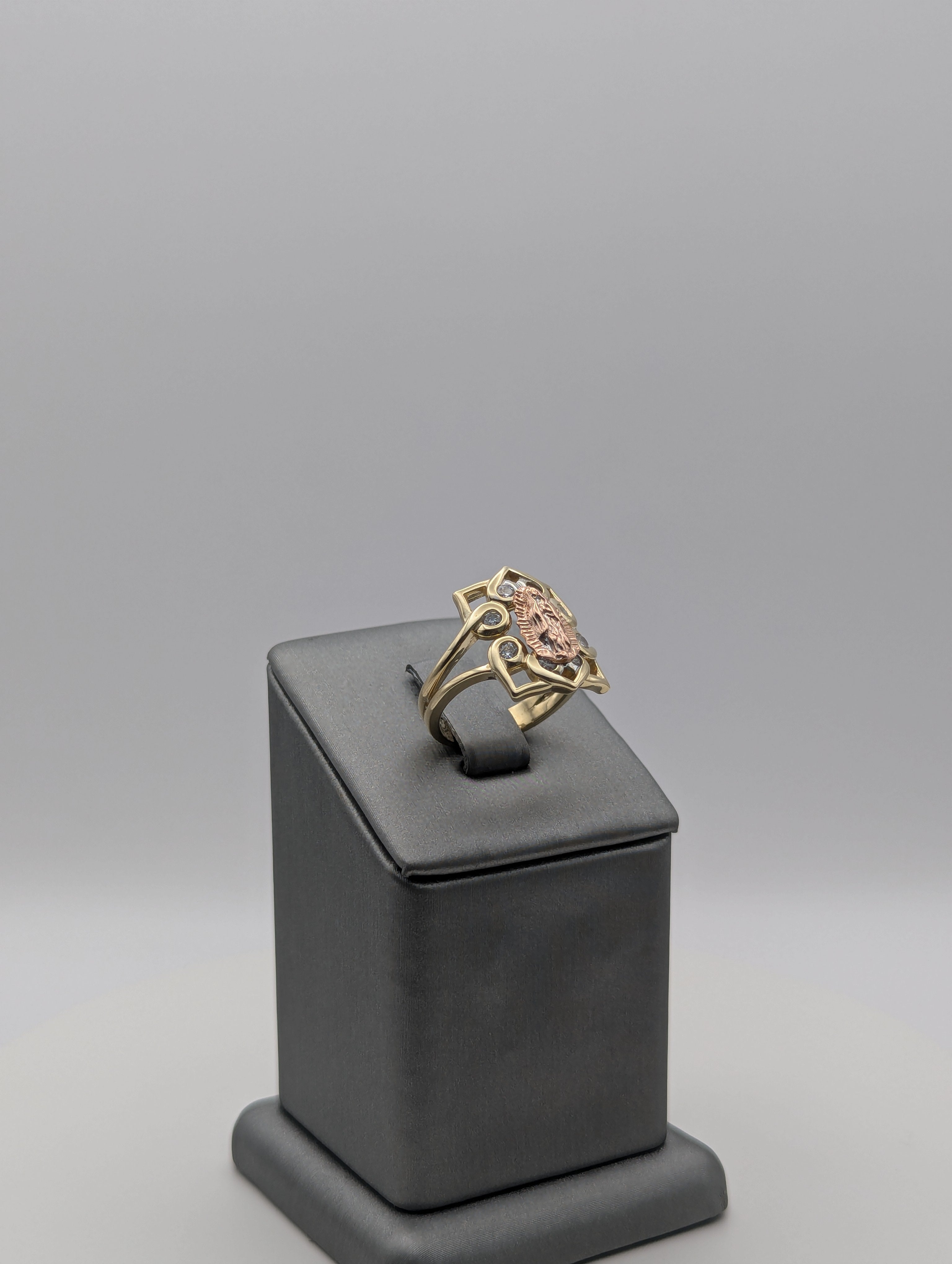 14K YG/ RG CZ Virgin Mary Ring