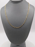 Cadena Fígaro de Oro Amarillo 14K con Corte Diamantado