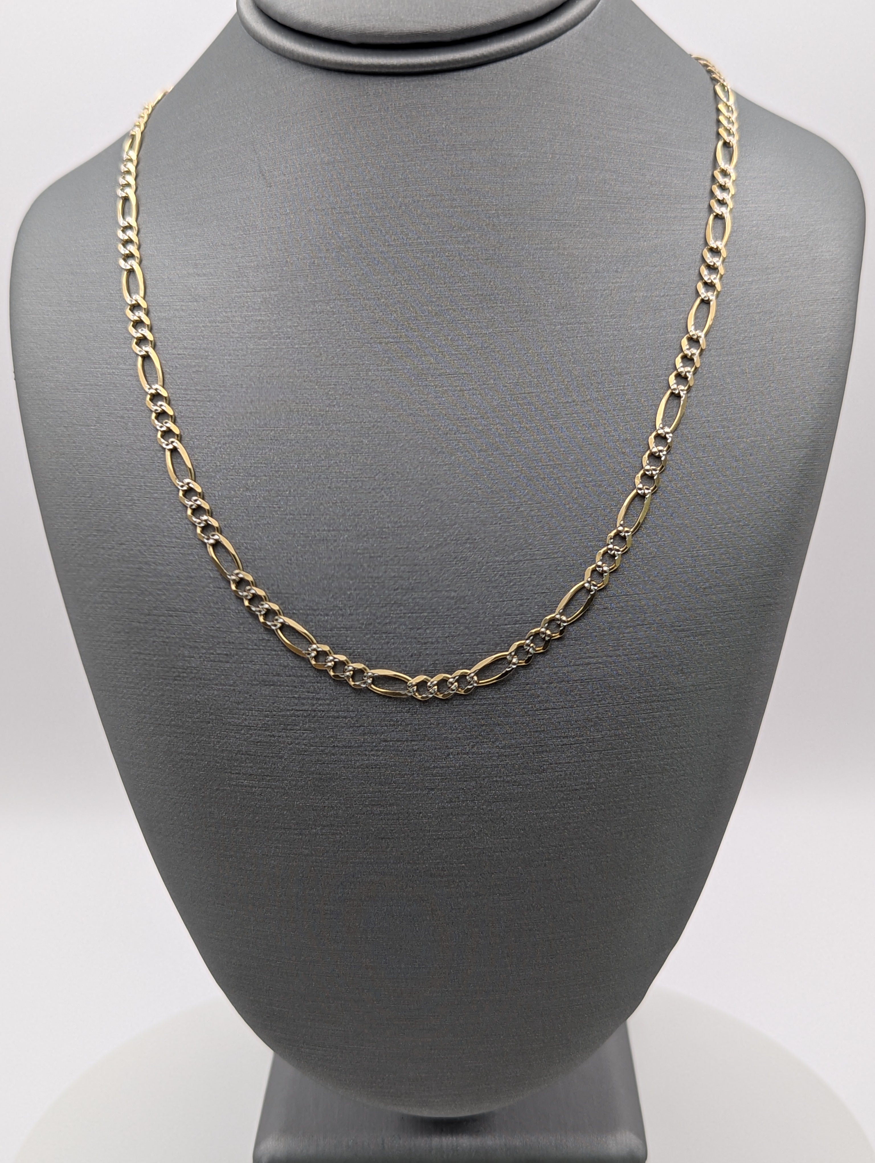 Cadena Fígaro de Oro Amarillo 14K con Corte Diamantado