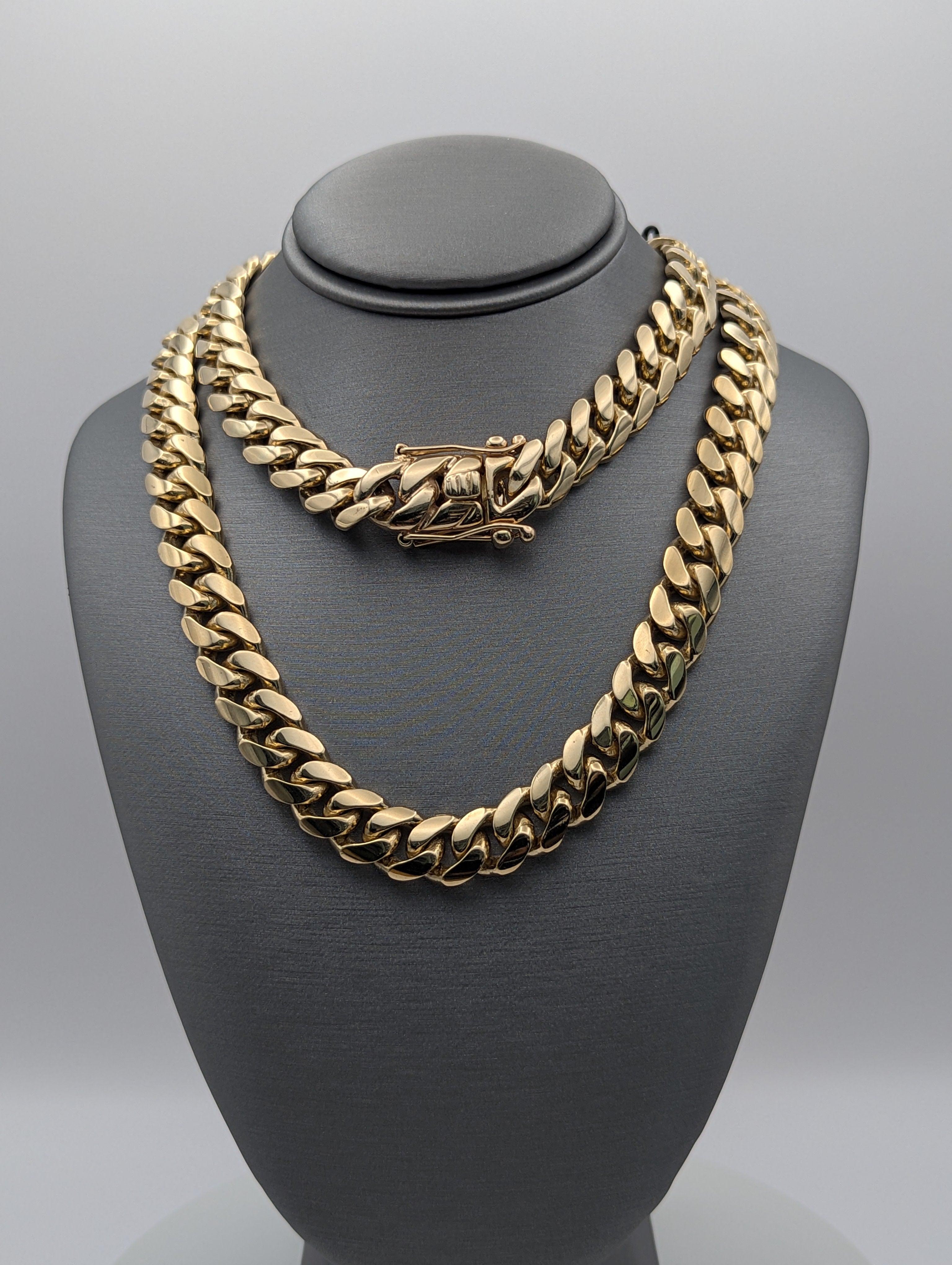 Cadena cubana Miami de oro amarillo de 14K
