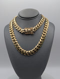 Cadena cubana Miami de oro amarillo de 14K