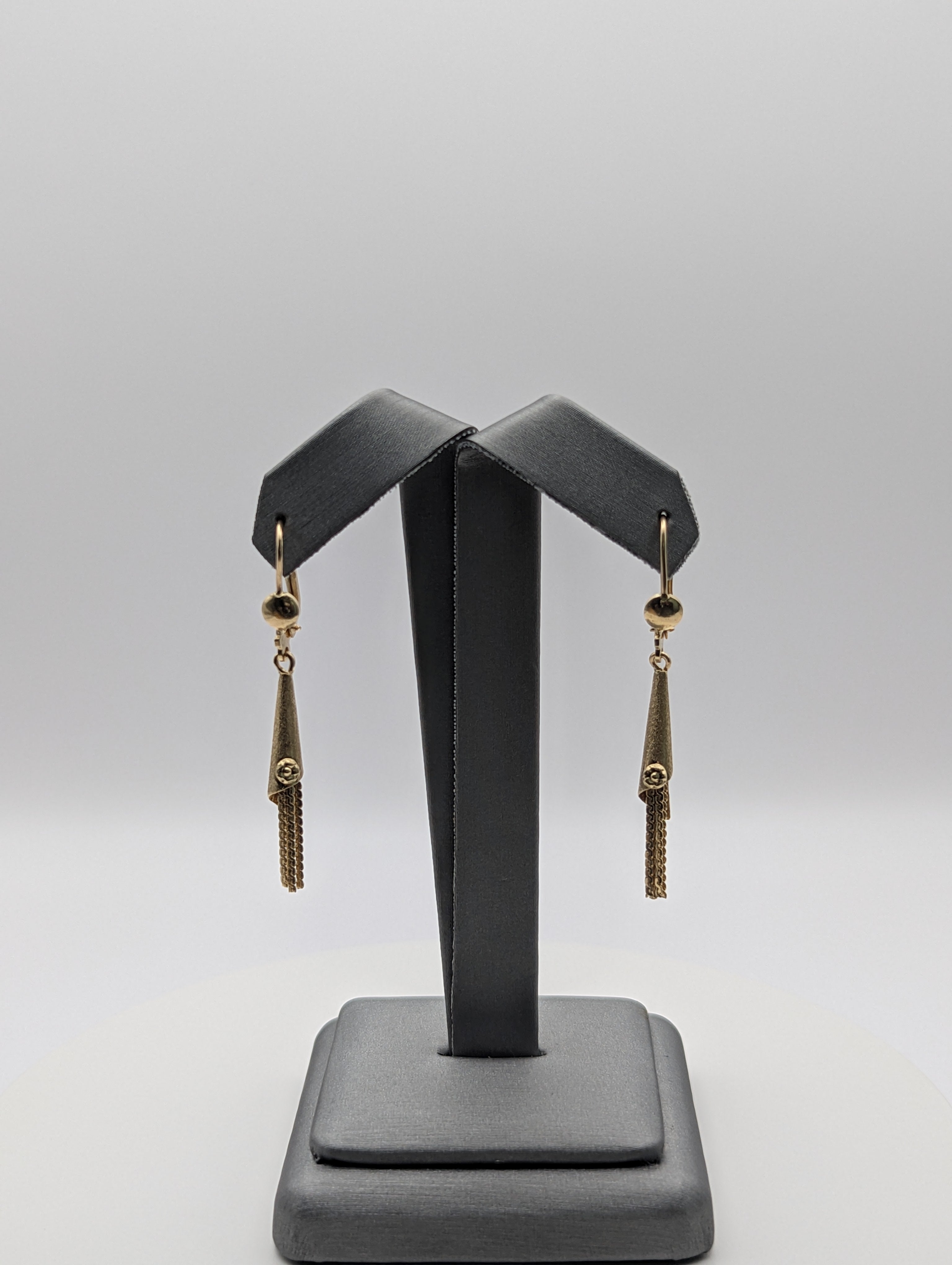 14K YG Satin Conical Earrings