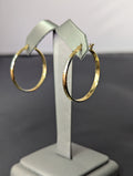 Pendientes de aro huecos de oro tricolor de 14K con corte de diamante