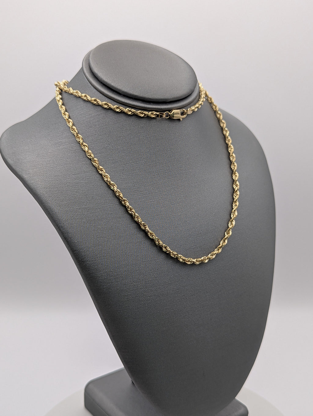 Cadena de cuerda sólida de oro amarillo de 14K