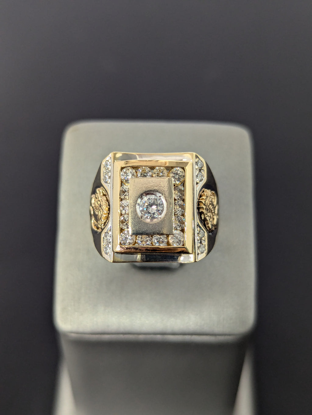 Anillo de dragón de circonitas cúbicas de dos tonos y 14K