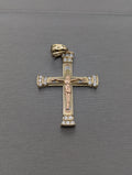 Colgante Crucifijo Tricolor de Circonitas Cúbicas de 14K