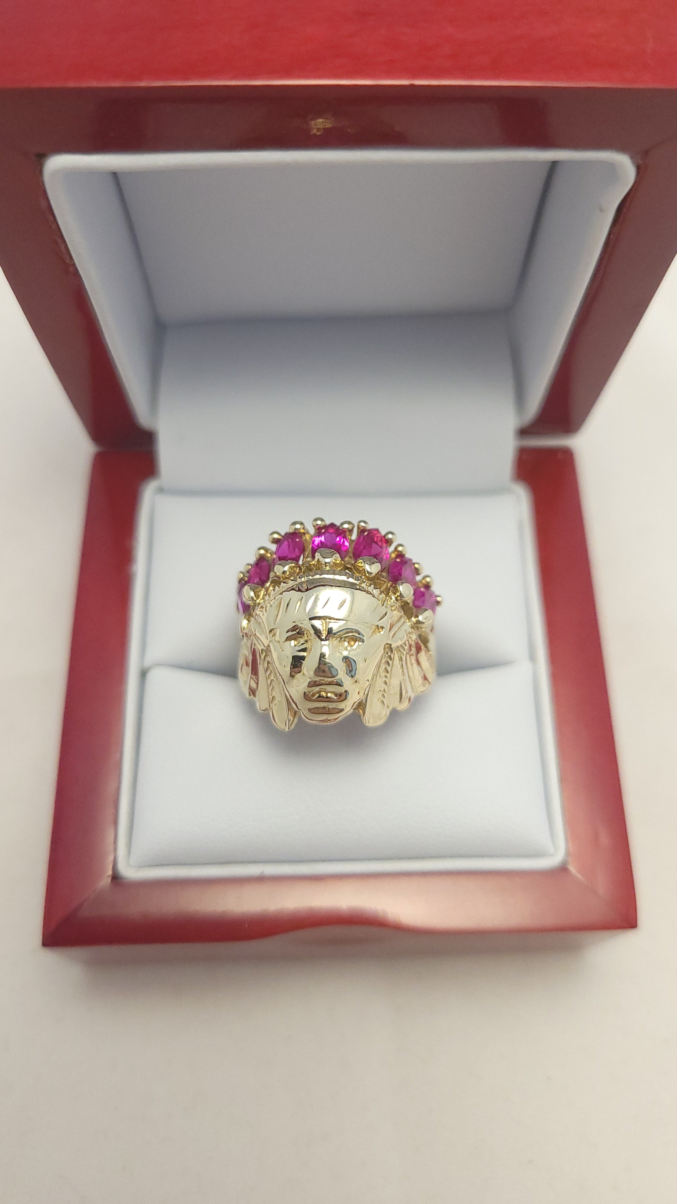 10K YG Indian Head Ring