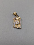 Colgante de Jesús de oro bicolor de 14K con circonitas