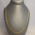 Cadena barbada sólida de oro amarillo de 14K