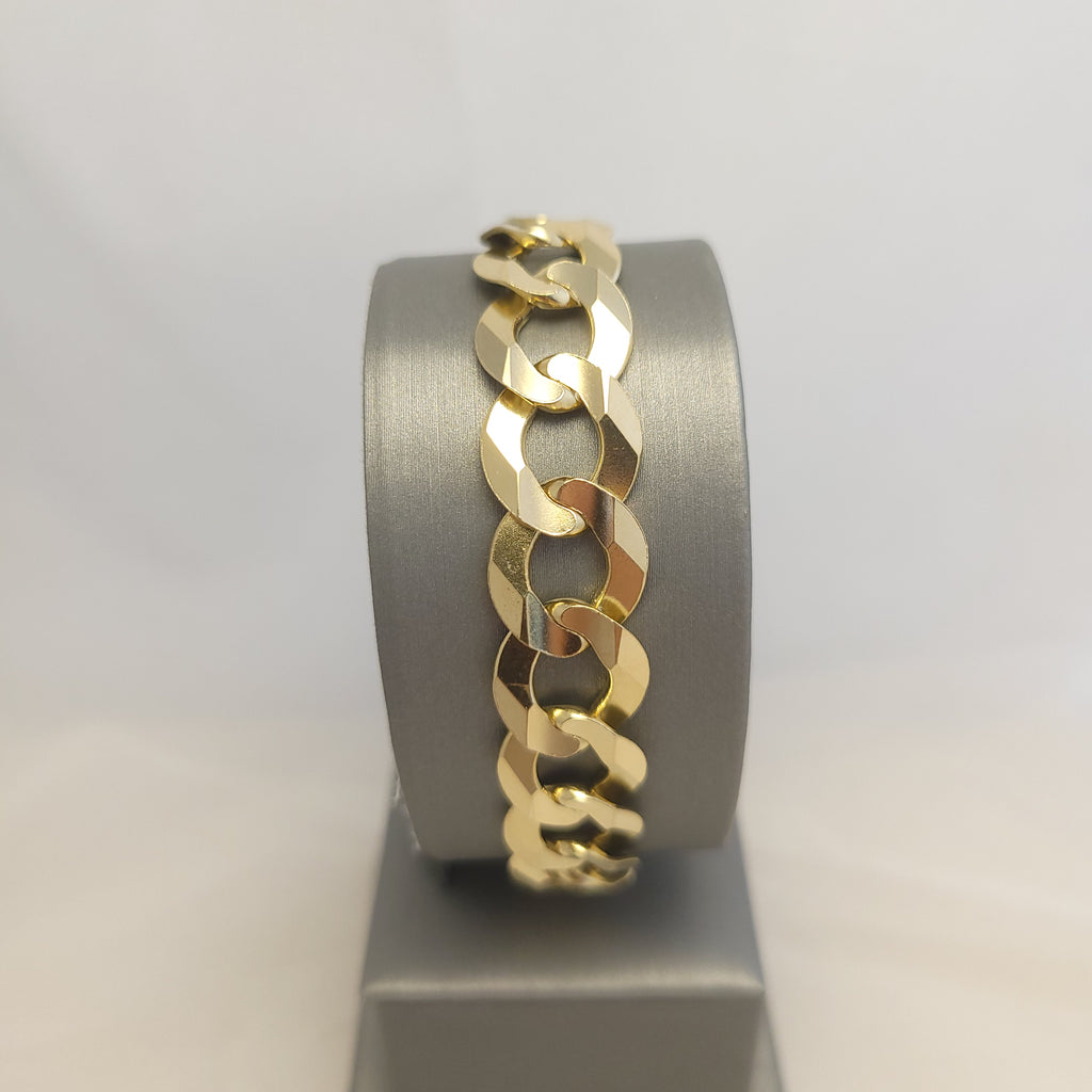Pulsera de eslabones cubanos de oro amarillo de 14K