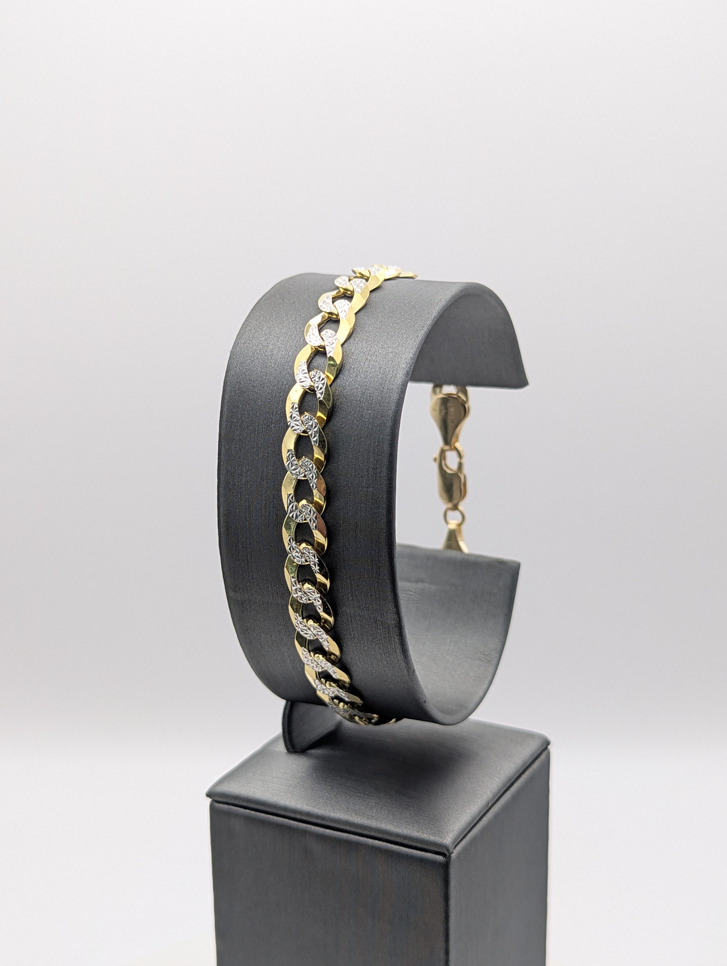 Pulsera de eslabones tipo frenada, oro de 14 quilates, corte diamante