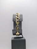 Pulsera de eslabones cubanos con corte de diamante en oro amarillo de 14K
