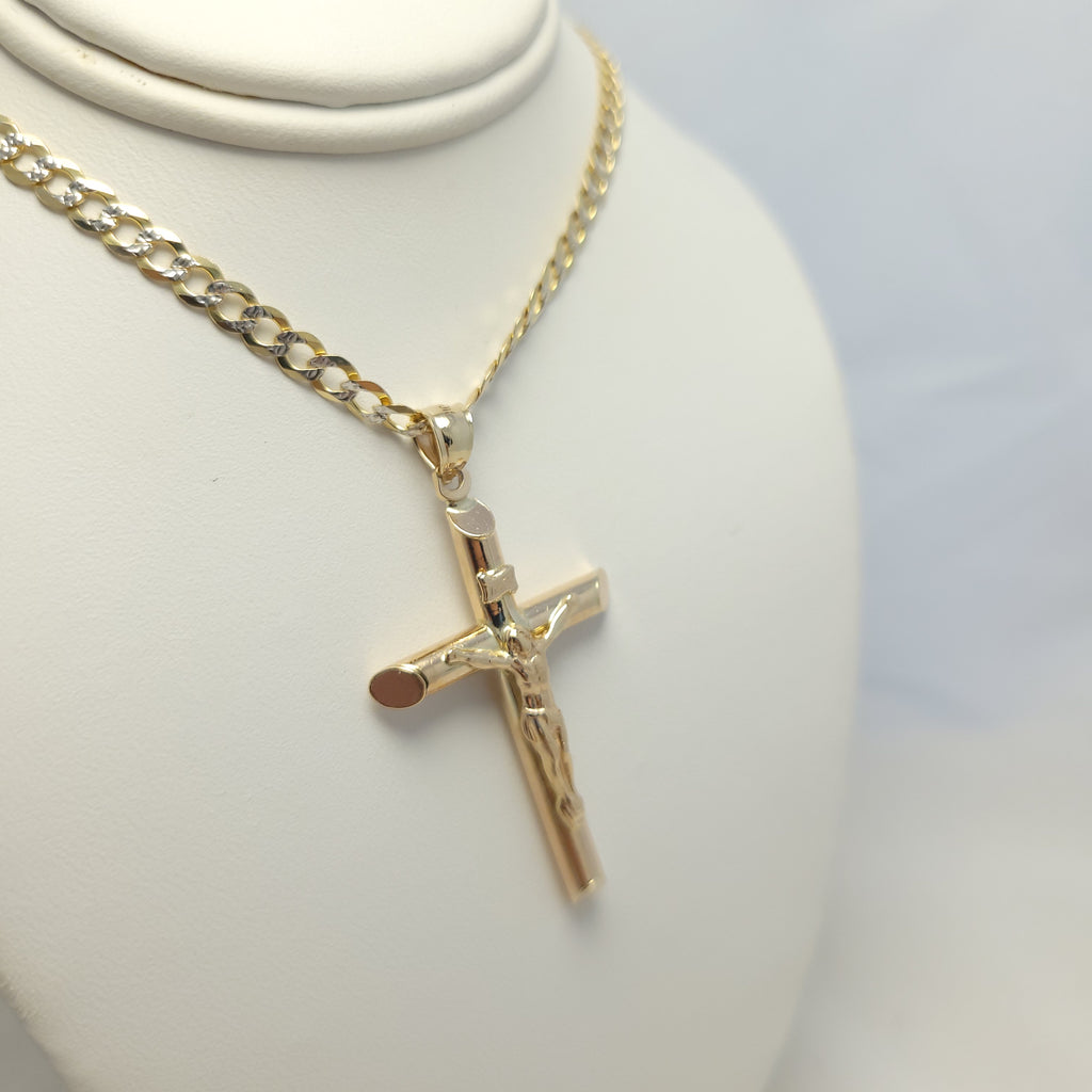 10K YG Hollow Crucifix