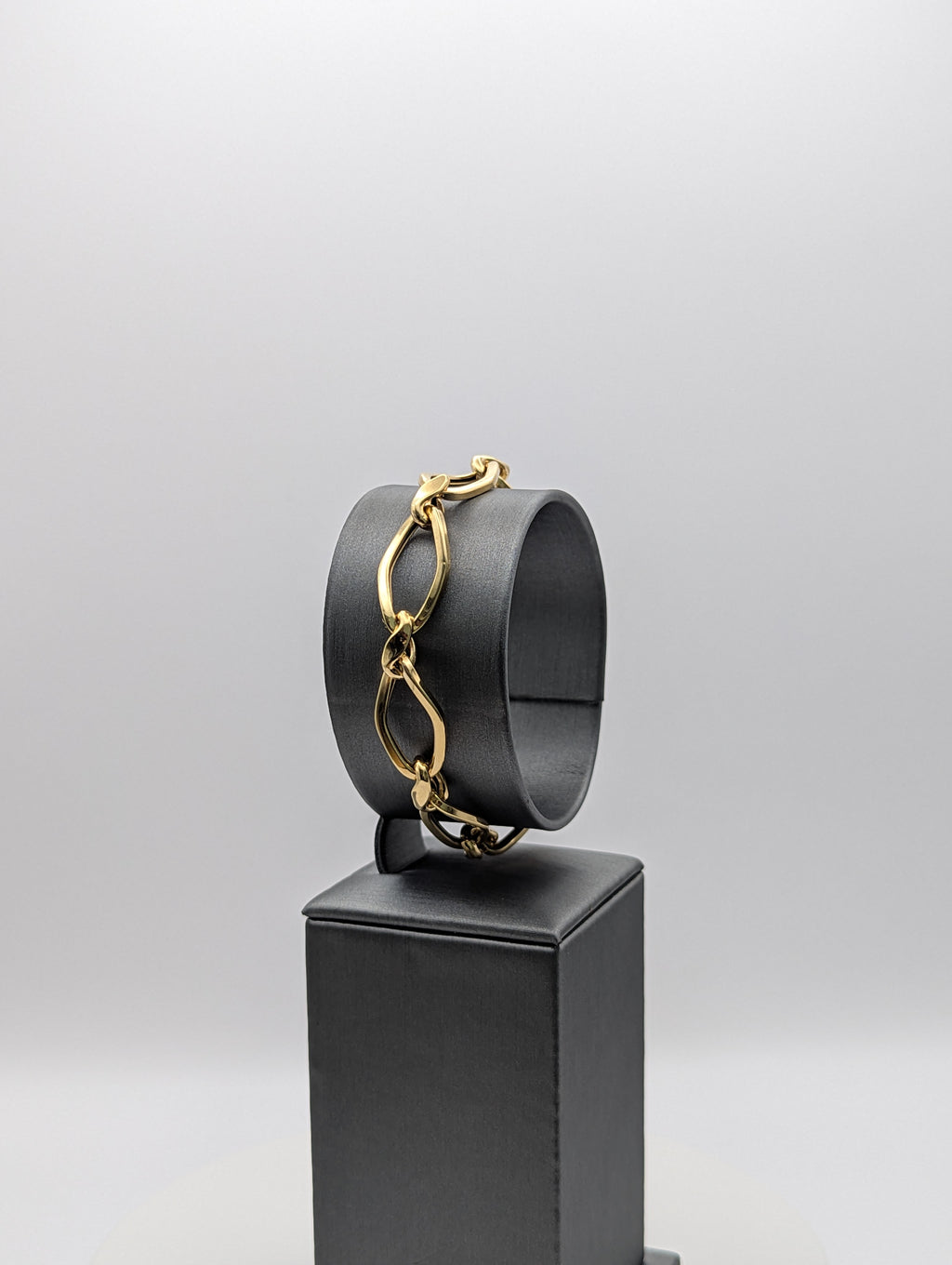 Pulsera de eslabones marquesa hueca de lujo de oro amarillo de 14 quilates