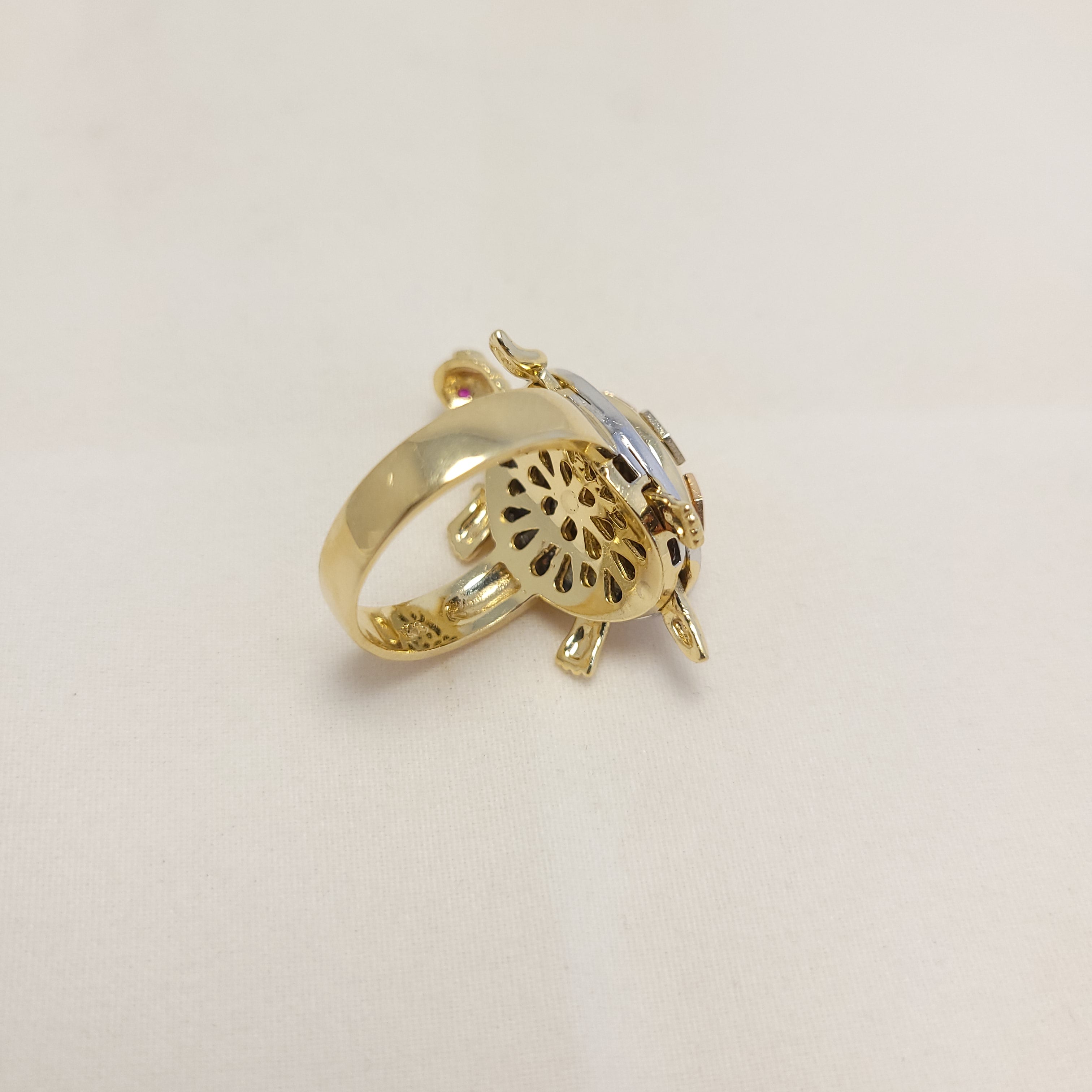 14K Tri-Color Tortoise Ring