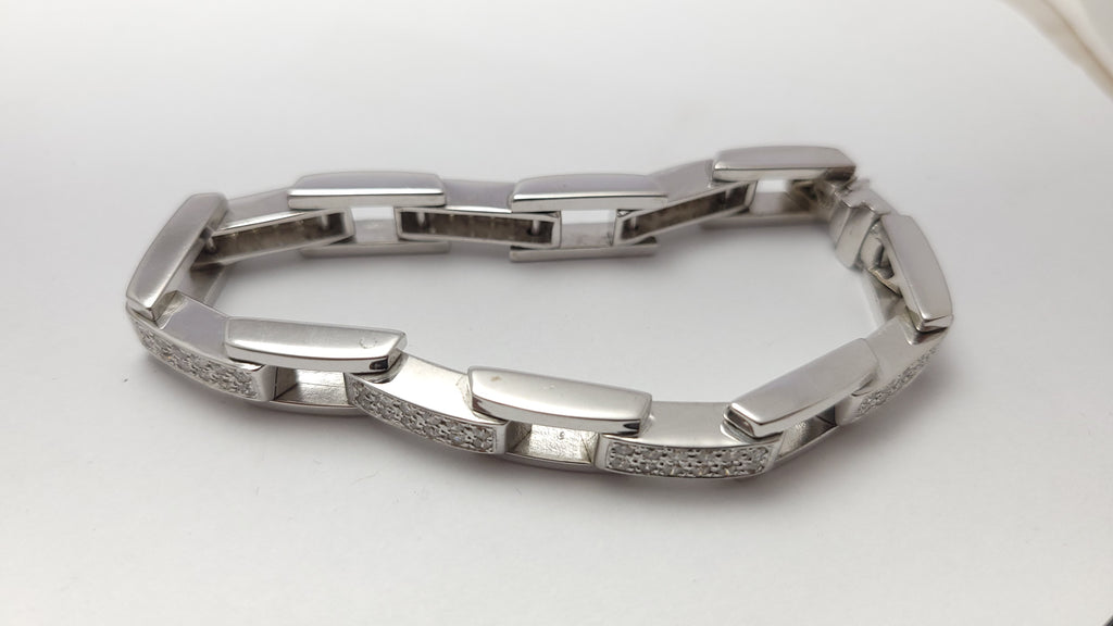 Pulsera de diamantes de oro blanco de 14K