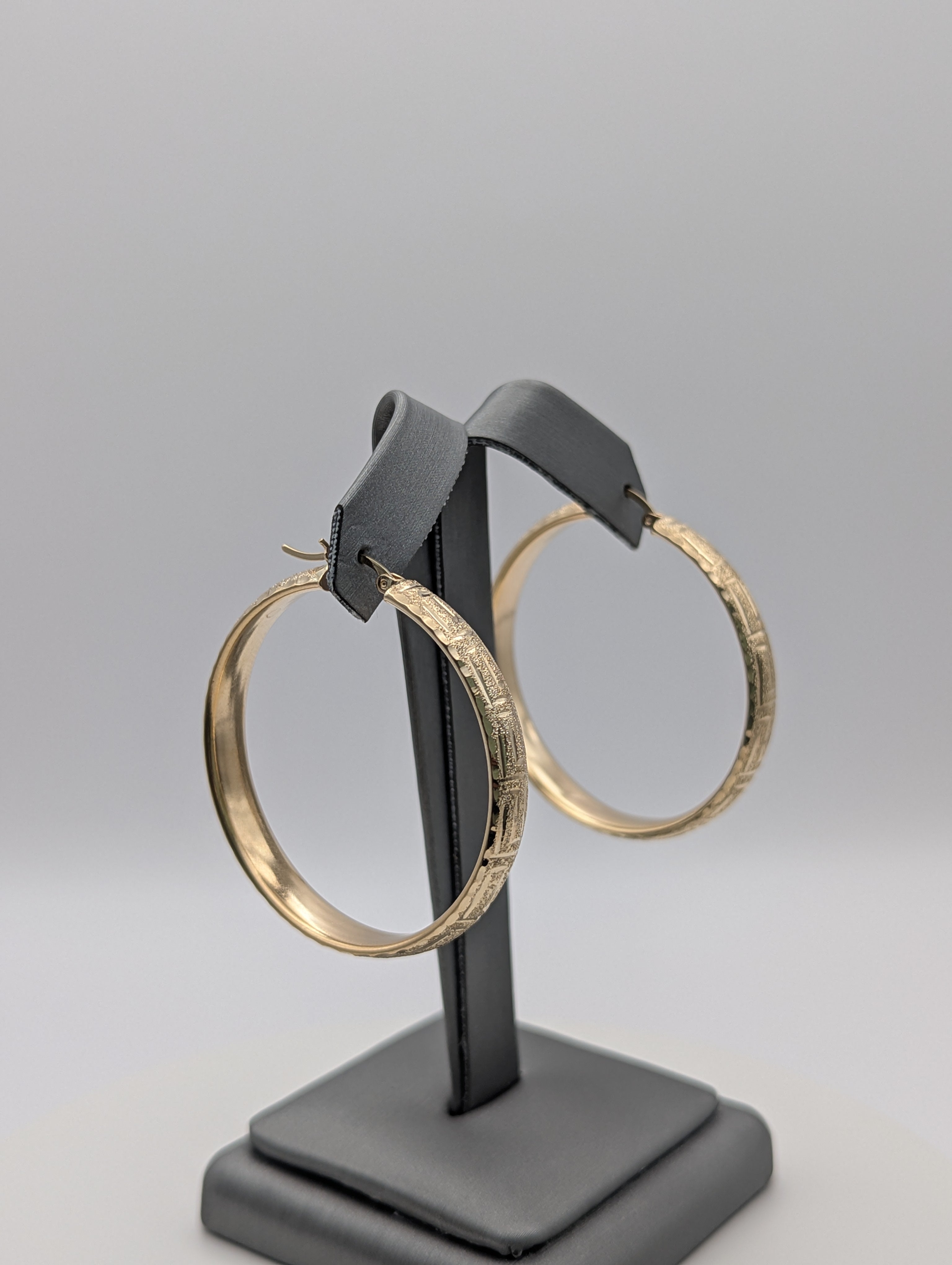 14K YG Greek Key Hoop Earrings