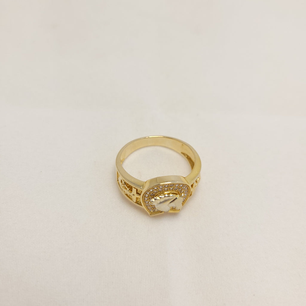 Anillo de herradura bicolor de 14K