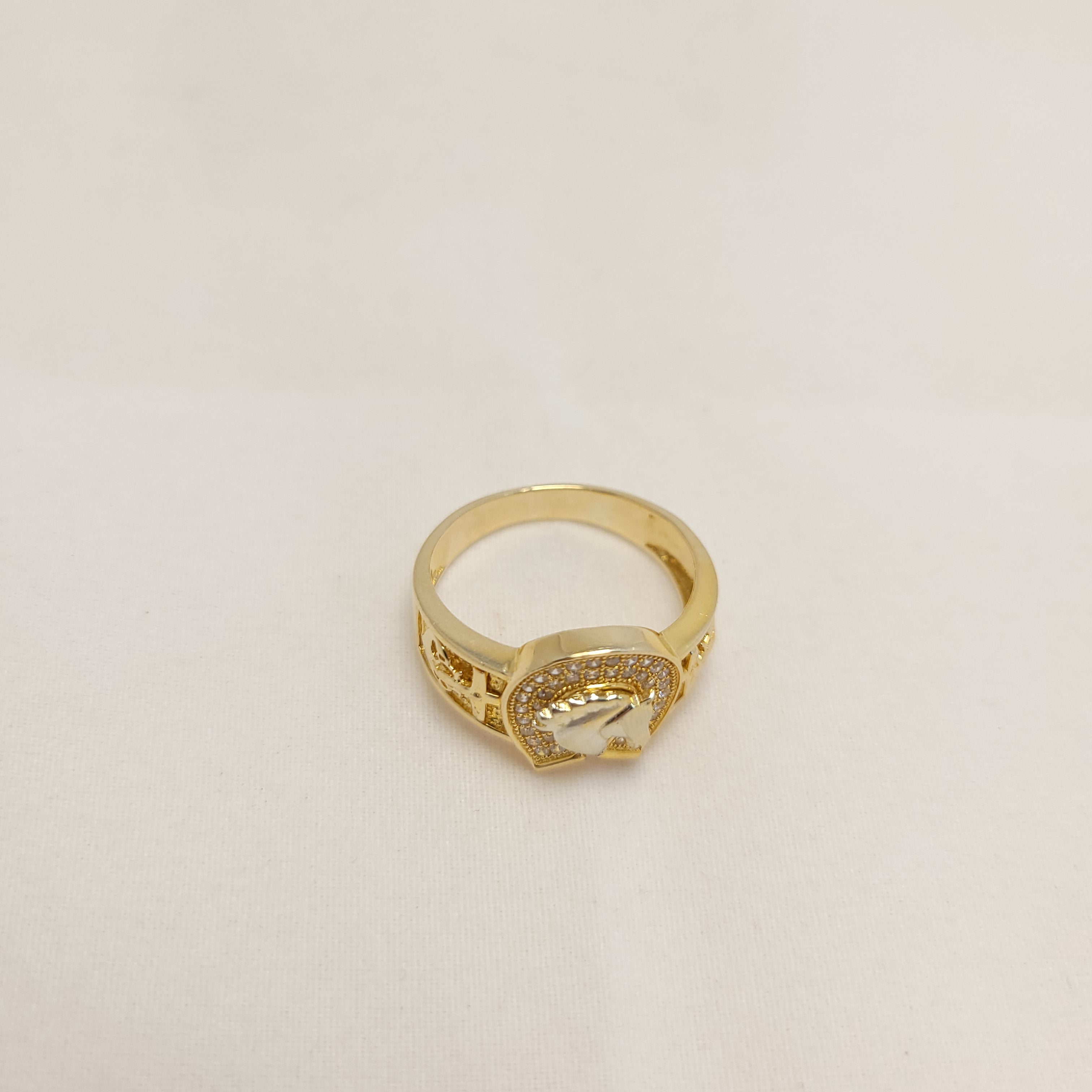 Anillo de herradura bicolor de 14K