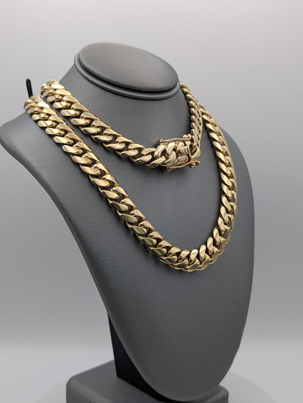 Cadena cubana Miami de oro amarillo de 14K