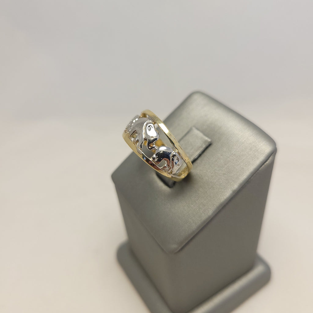 Anillo de elefante bicolor de 14K