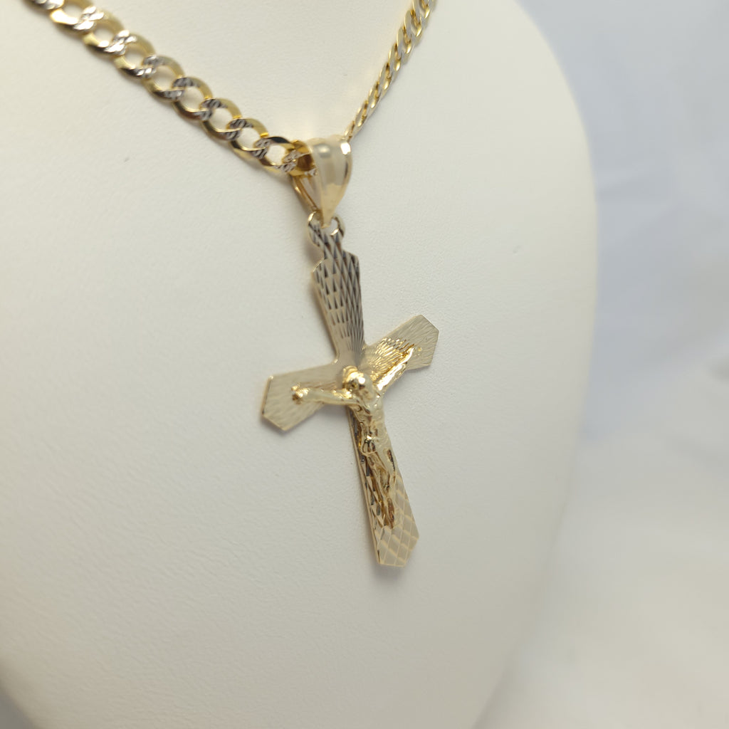 10K YG Flat Crucifix