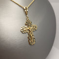Colgante de oro de 14 quilates con forma de pepita y crucifijo