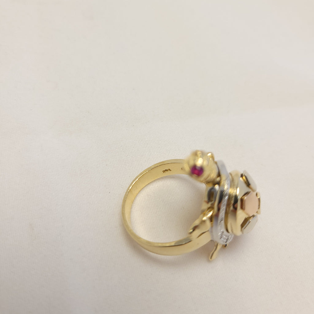 14K Tri-Color Tortoise Ring