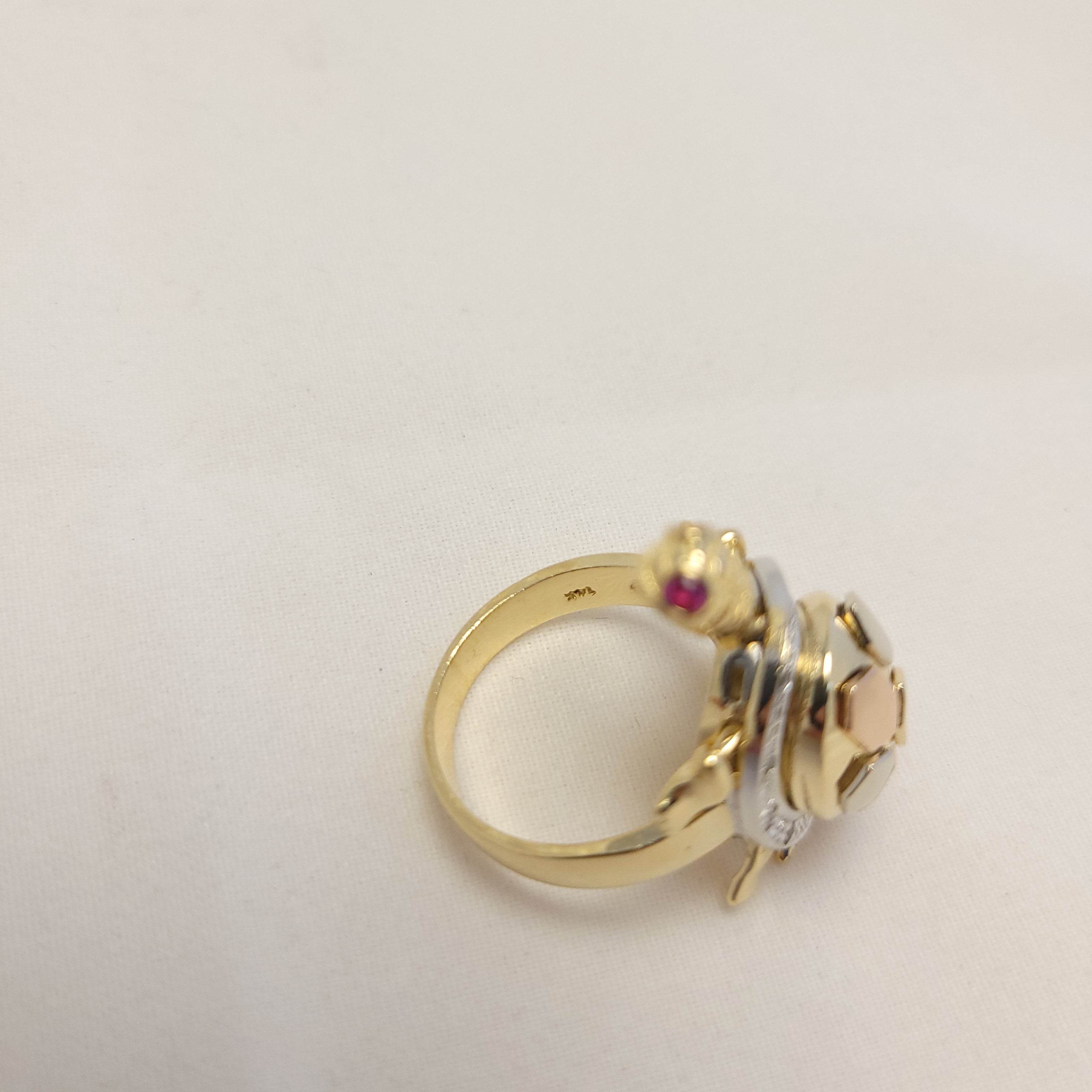 14K Tri-Color Tortoise Ring