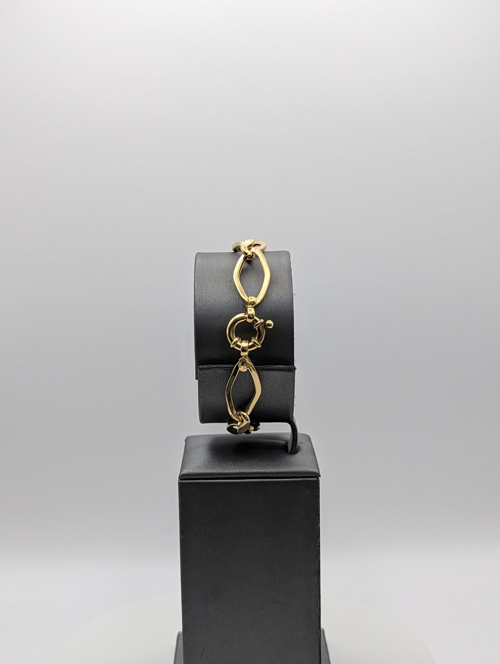 Pulsera de eslabones marquesa hueca de lujo de oro amarillo de 14 quilates