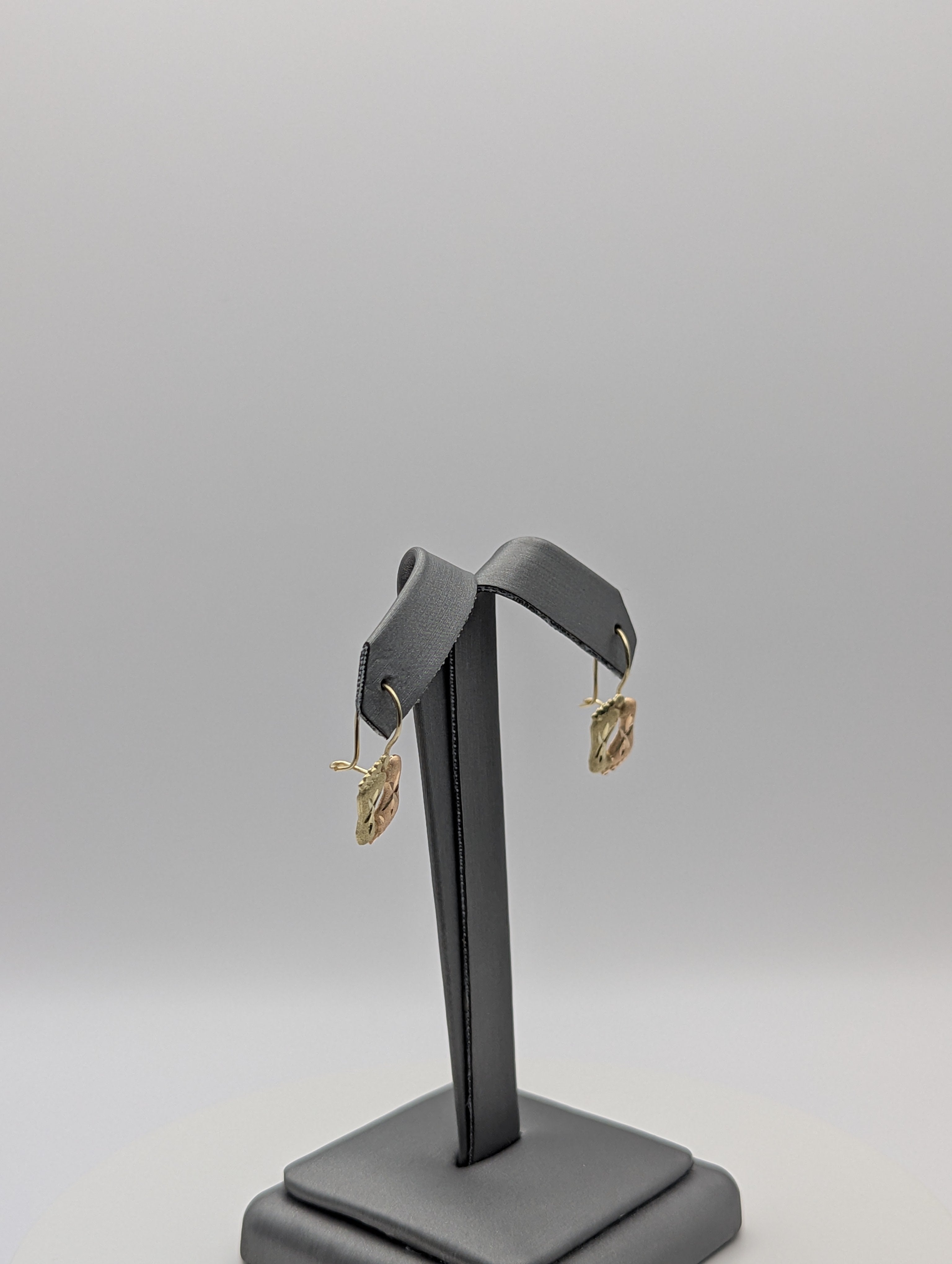 14K YG/RG Dia Cut Feet Earrings