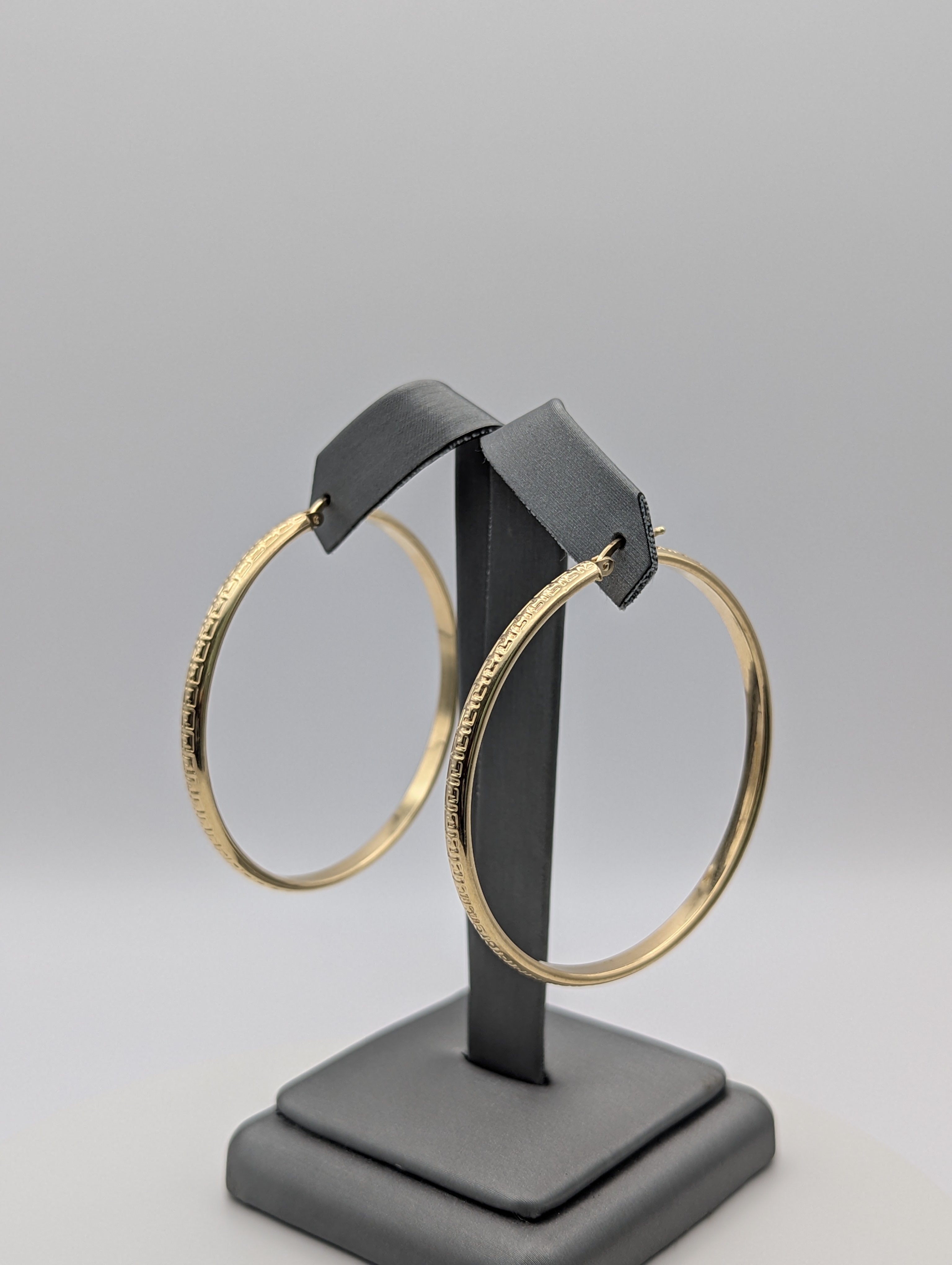 14K YG Greek Key Hoop Earrings