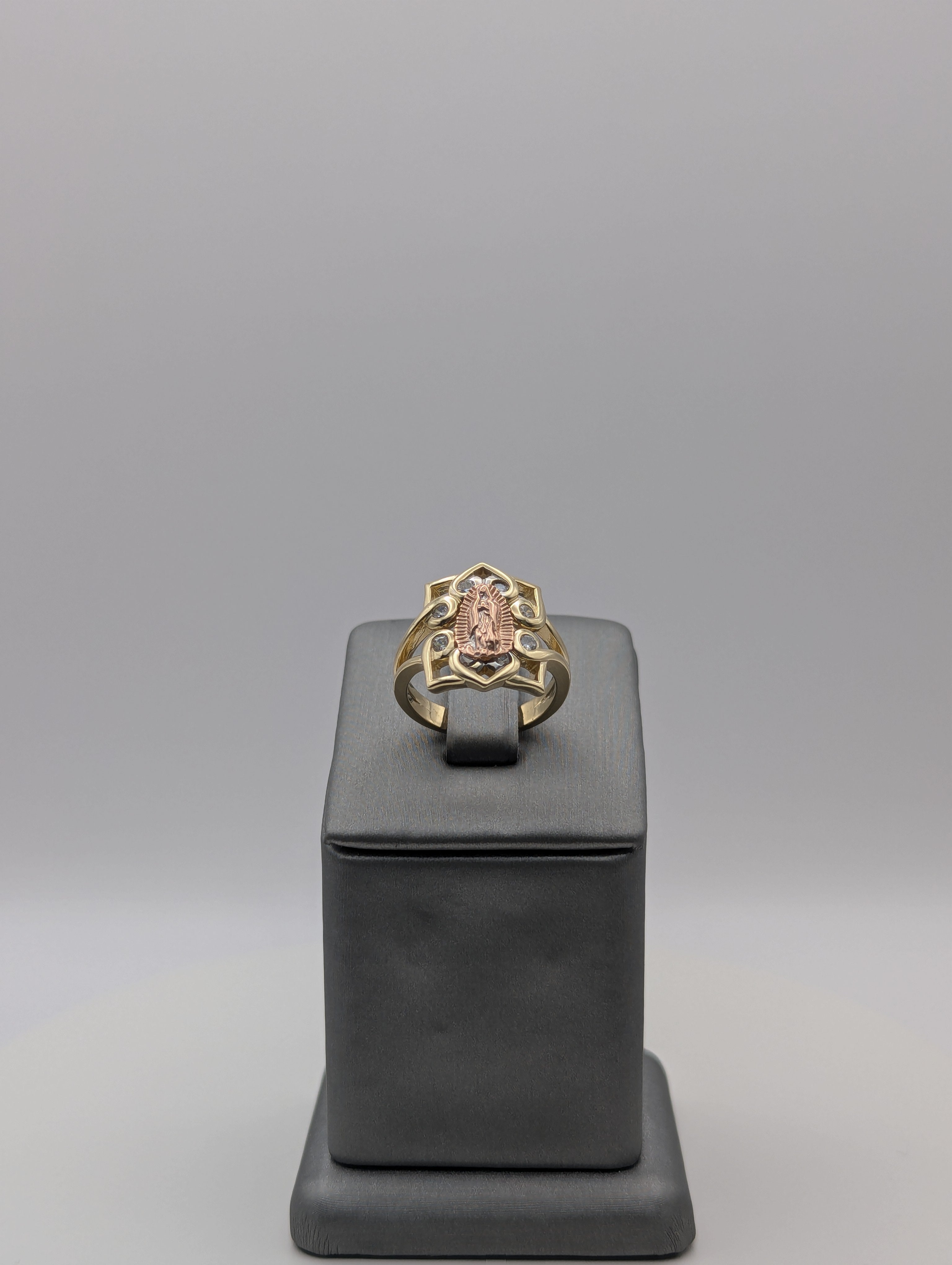 14K YG/ RG CZ Virgin Mary Ring