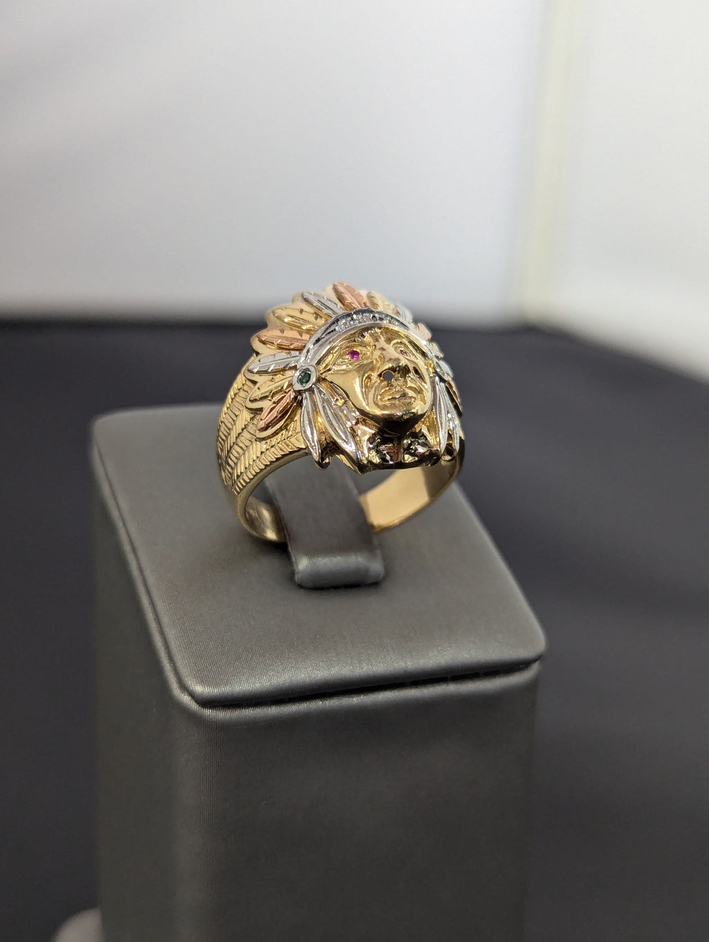 Cabeza de Indio Tricolor de 14K