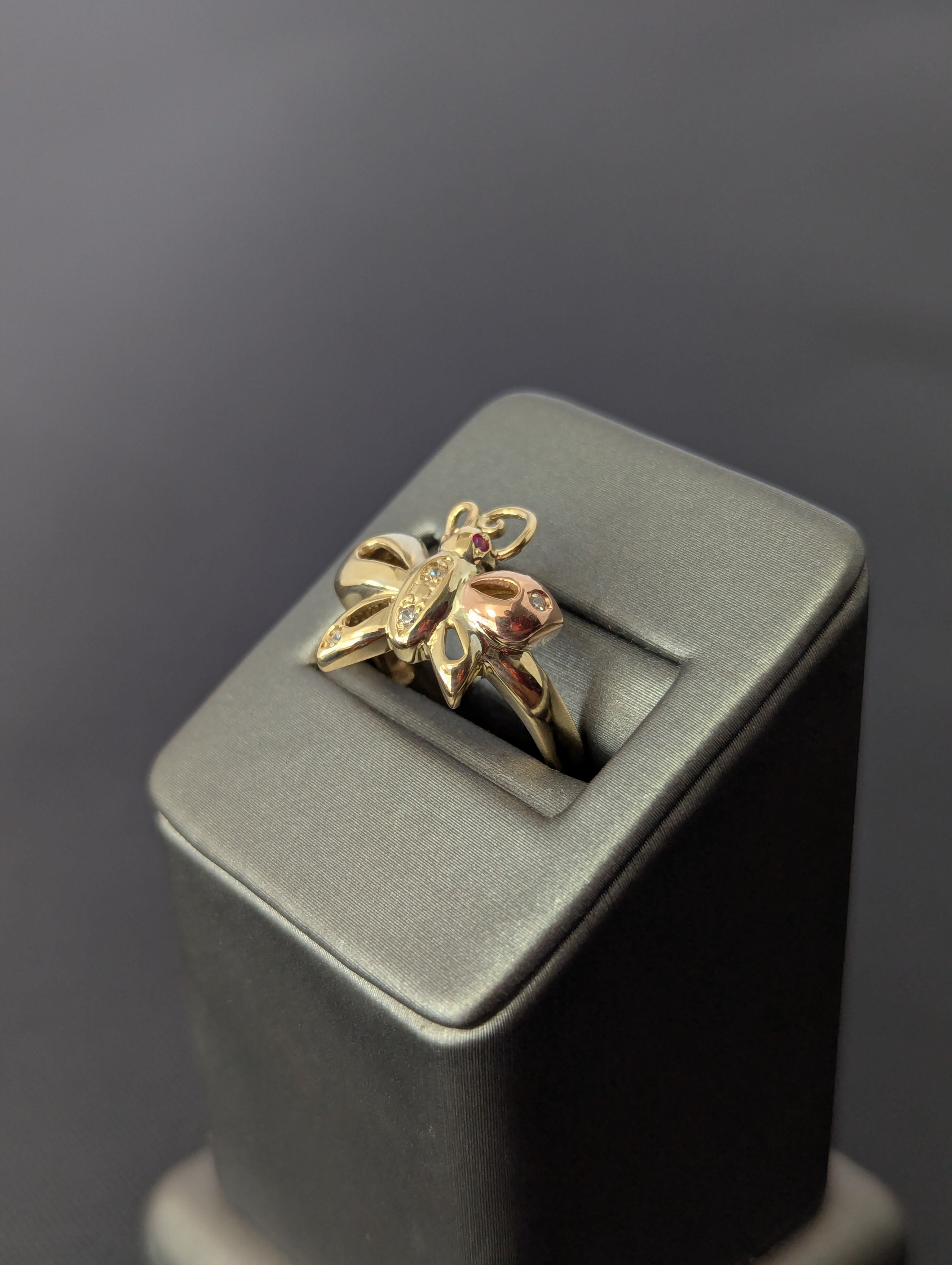 14K YG/RG Butterfly CZ Ring