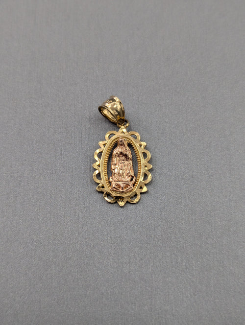 Colgante de la Virgen María bicolor de 14K