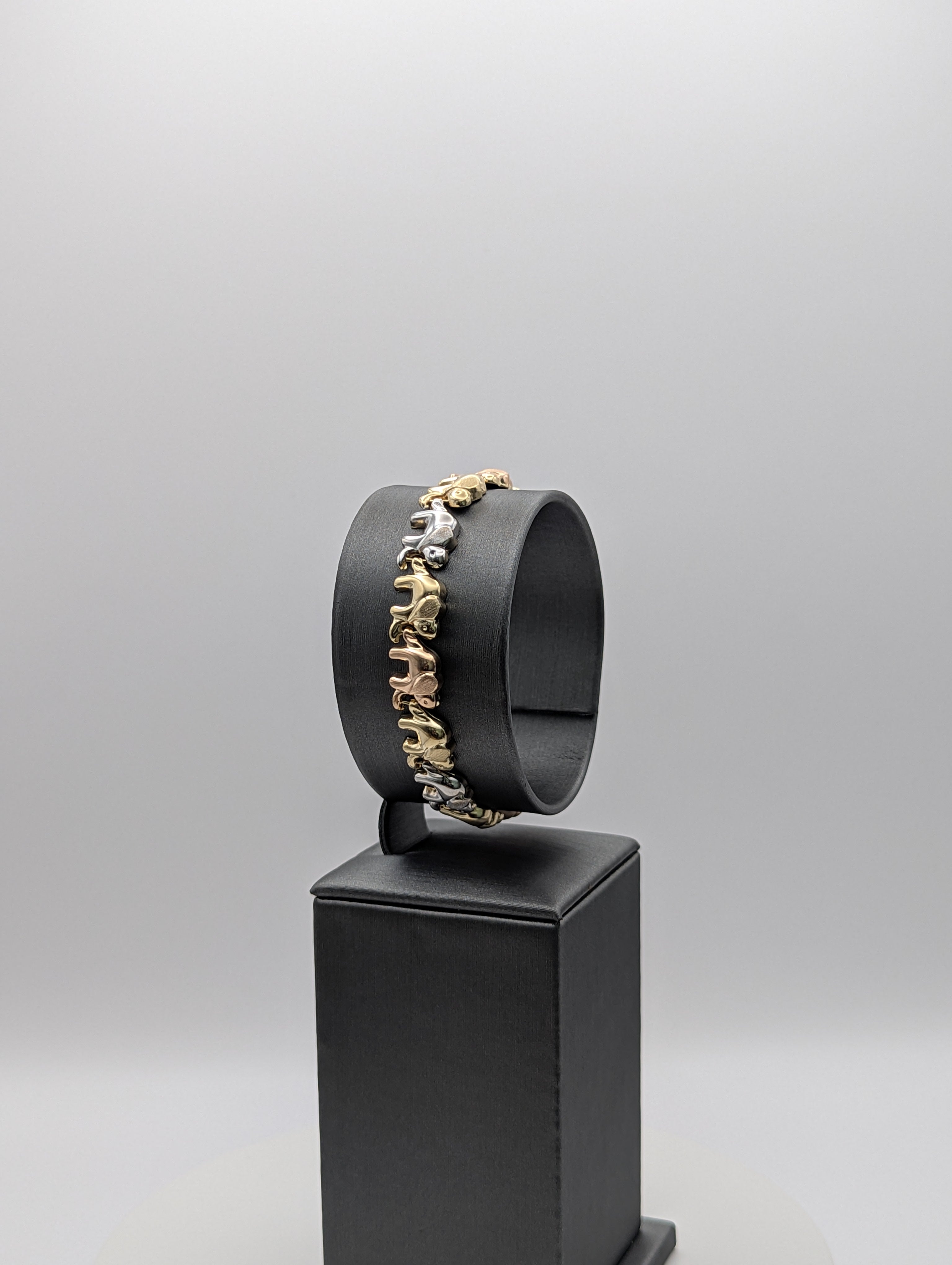 Pulsera de elefante tricolor de 14K