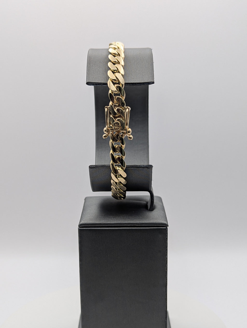 Pulsera cubana de oro amarillo de 14K de Miami