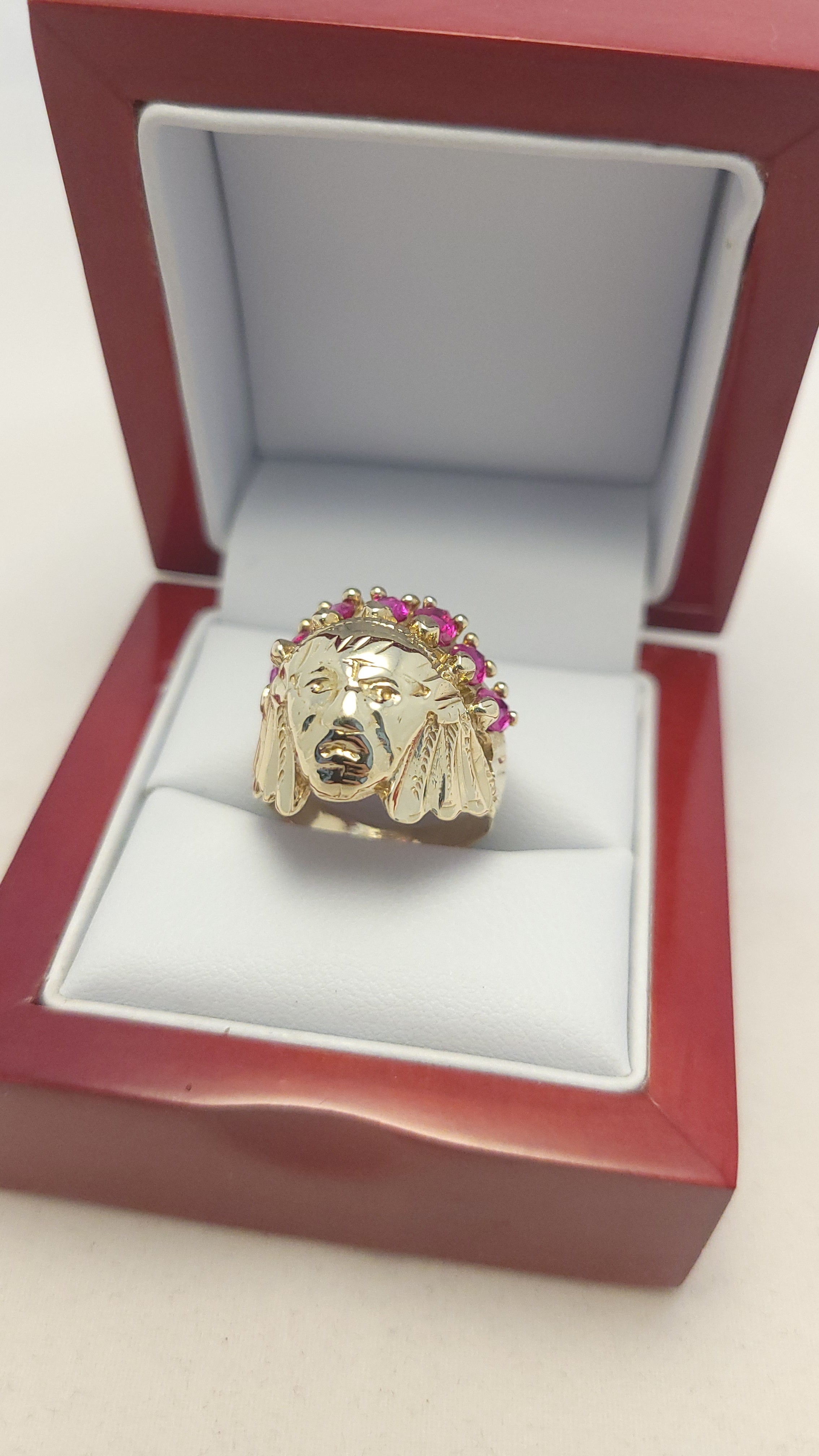 10K YG Indian Head Ring