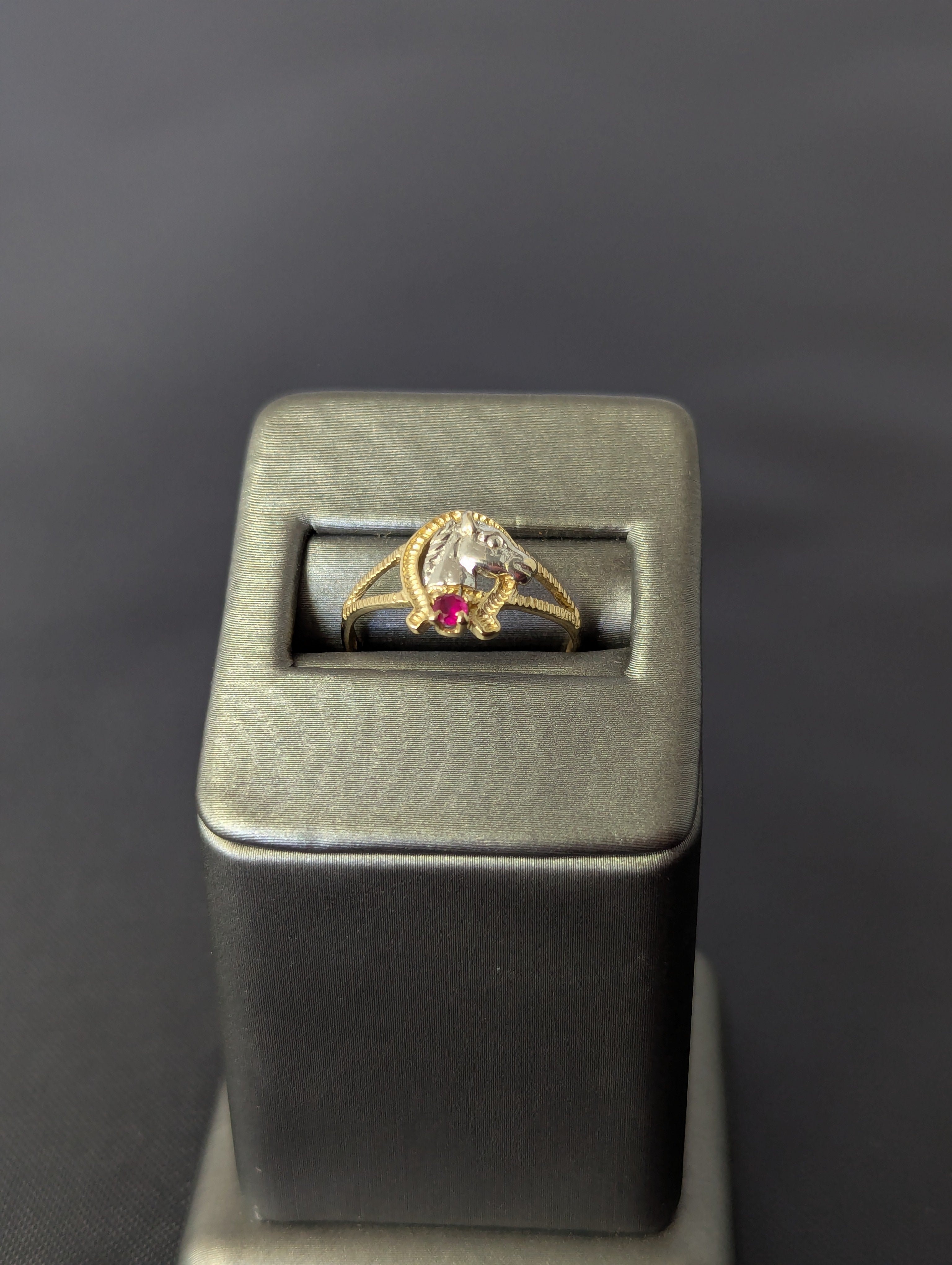 14K YG/WG Horse Ring