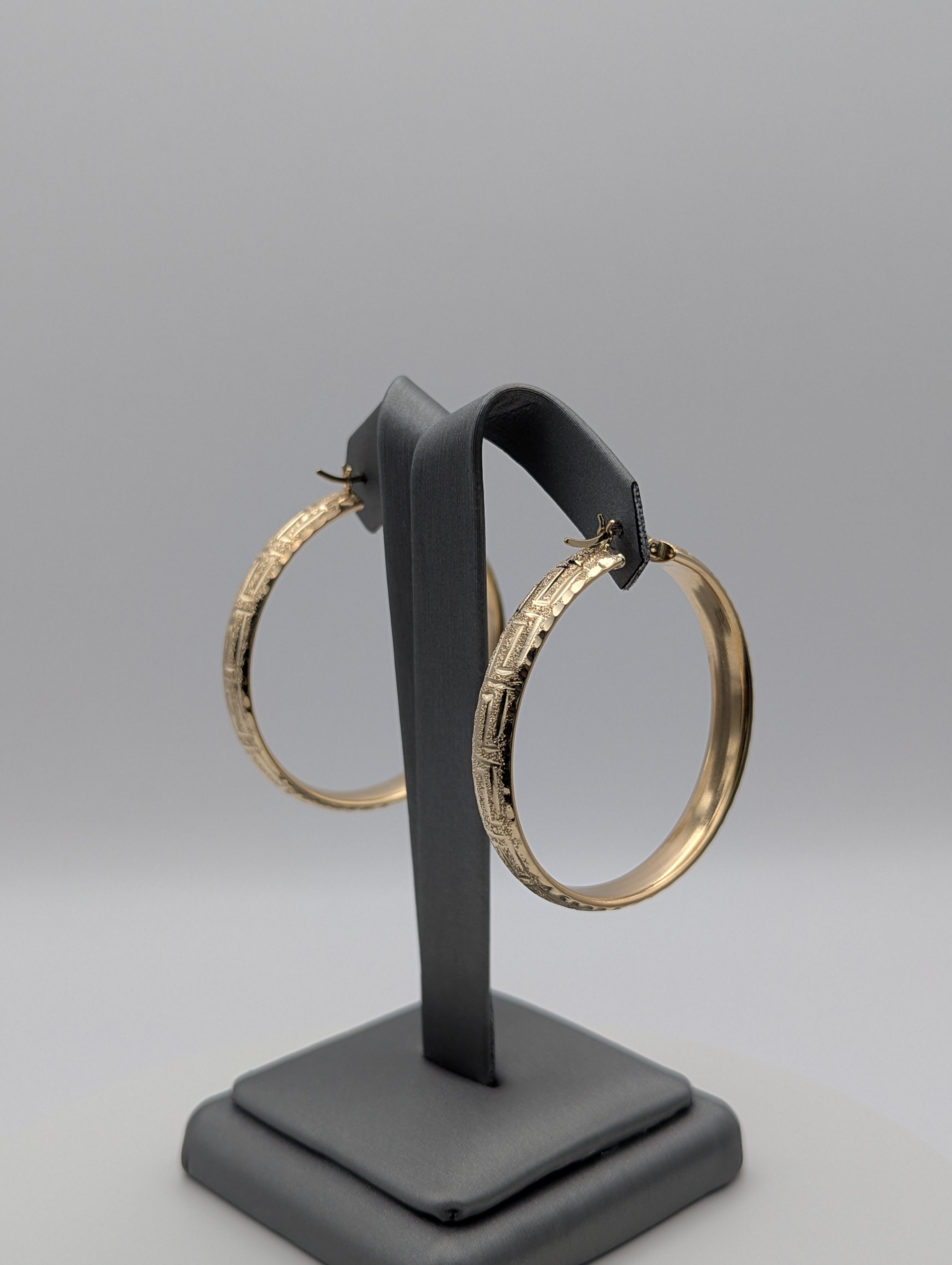 14K YG Greek Key Hoop Earrings