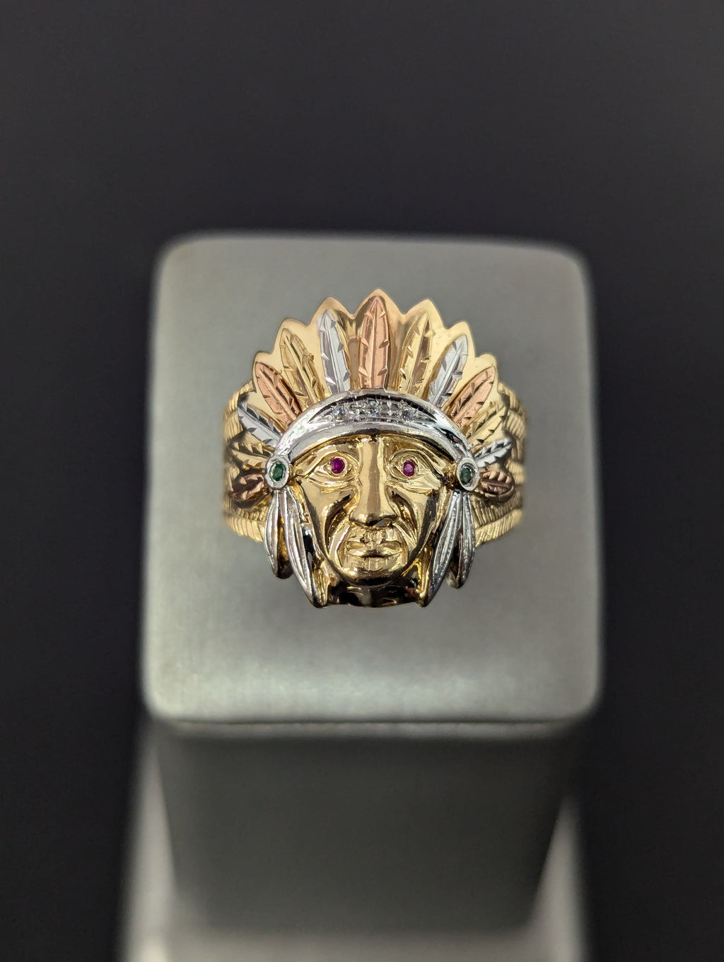 Cabeza de Indio Tricolor de 14K