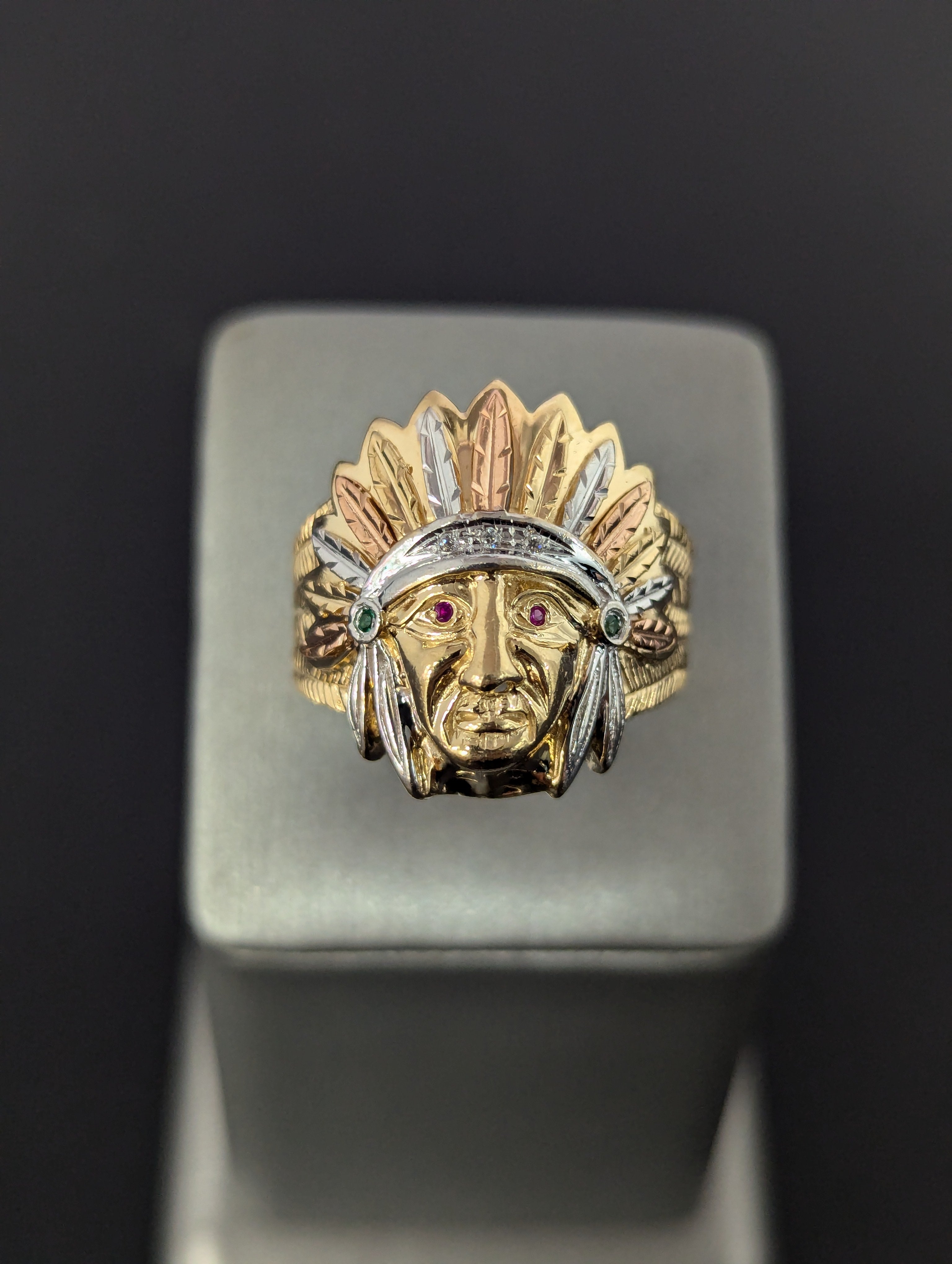 Cabeza de Indio Tricolor de 14K