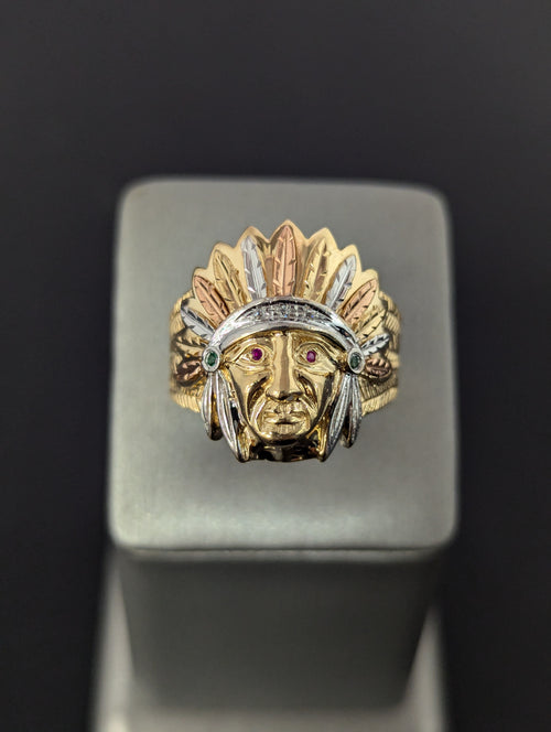 Cabeza de Indio Tricolor de 14K